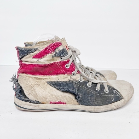 Vintage Y2K Delias by Dolls Kill British Flag Canvas High Top Sneakers Size 9
